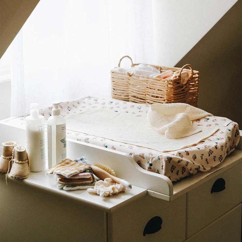 Housse de matelas à langer POIRES d'automne + 2 langes