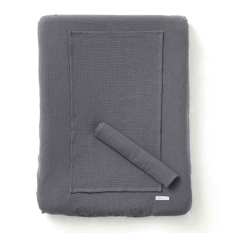Housse de matelas à langer + 2 langes GRIS FONCÉ