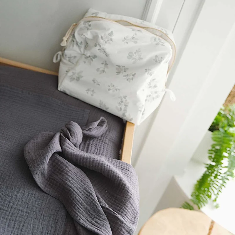 Housse de matelas à langer + 2 langes GRIS FONCÉ