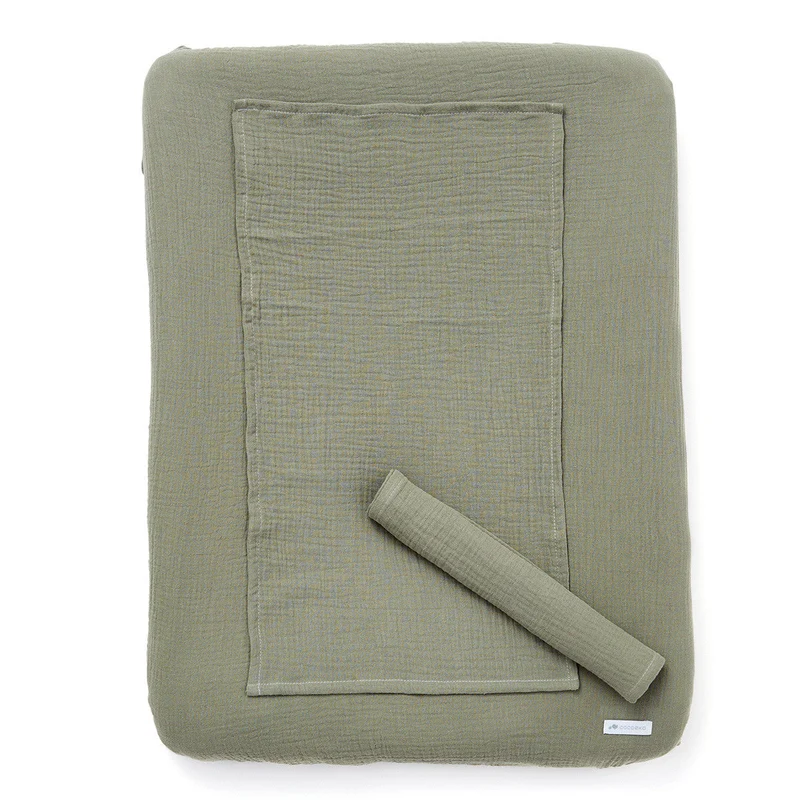 Housse de matelas à langer + 2 langes VERT SAUGE