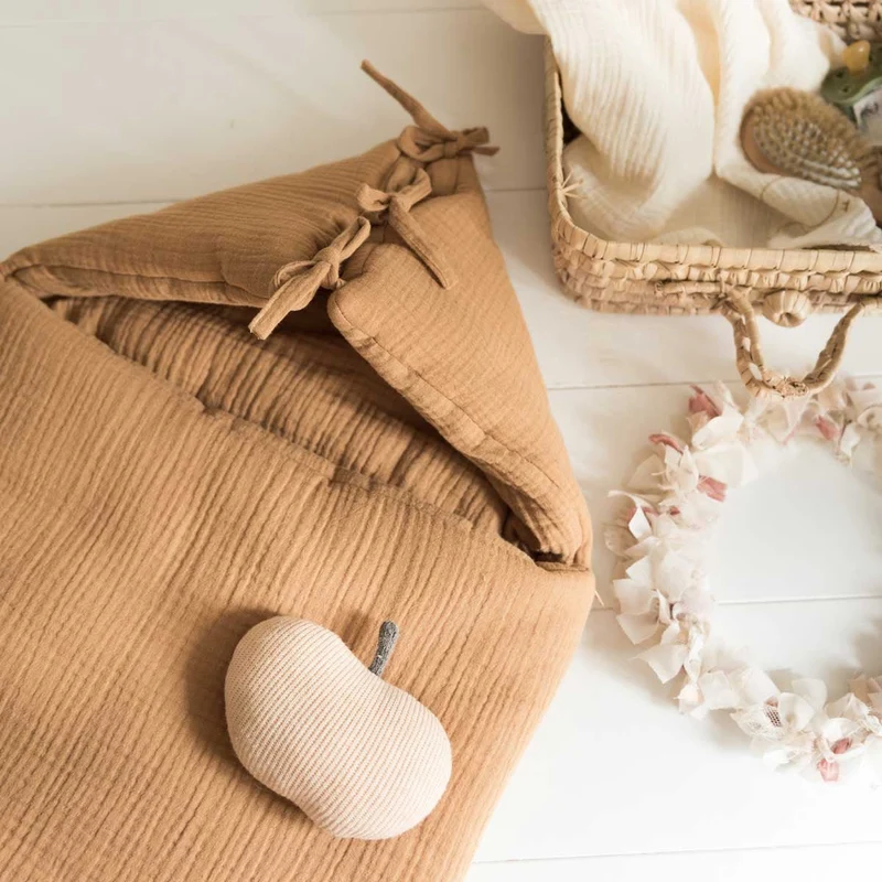 Nid d'ange bébé en gaze de coton CAMEL