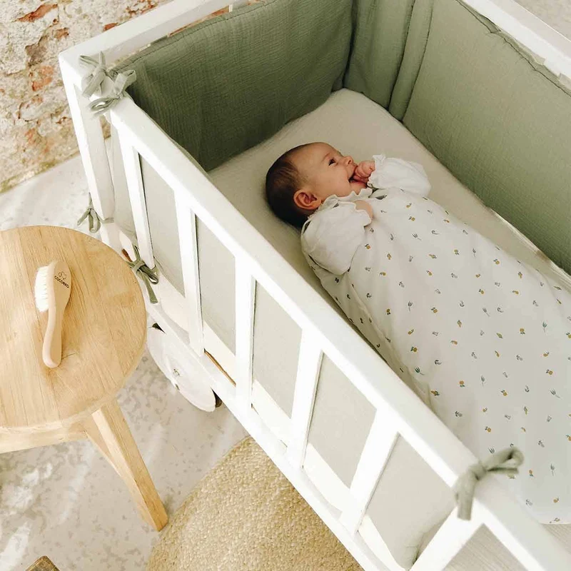 Tour de lit gaze de coton VERT SAUGE