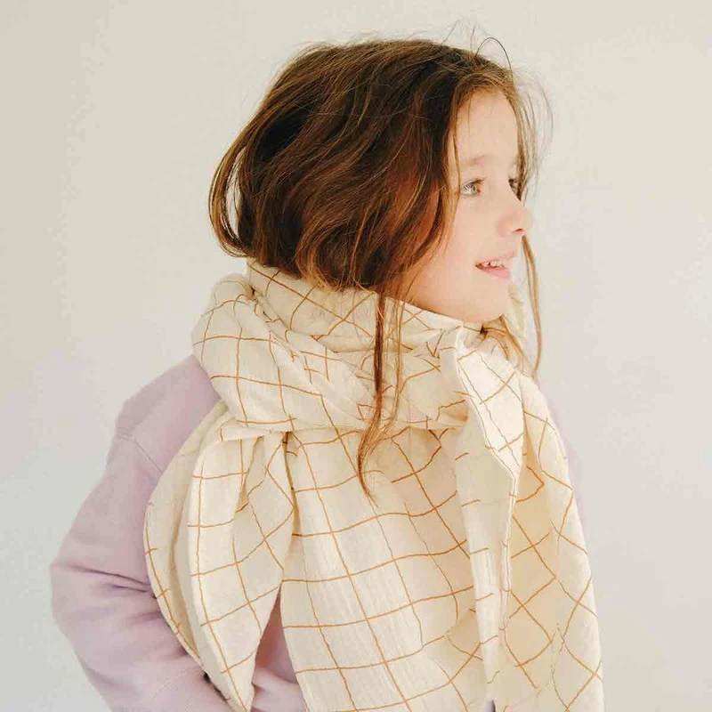 Maxi lange en gaze de coton CARREAU CAMEL