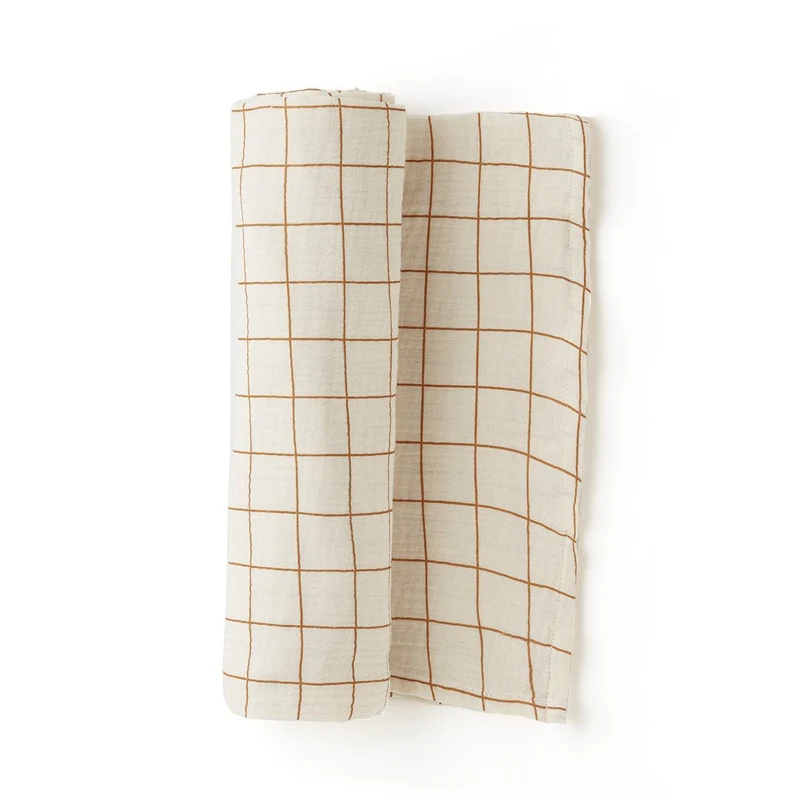 Maxi lange en gaze de coton CARREAU CAMEL