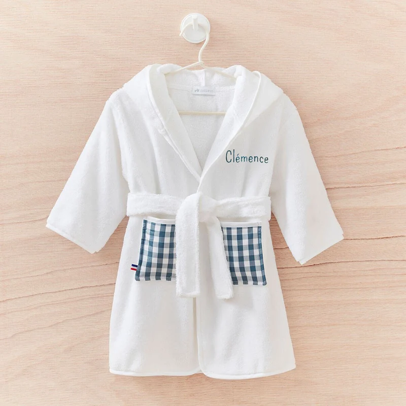 Peignoir enfant personnalisé BLANC & VICHY