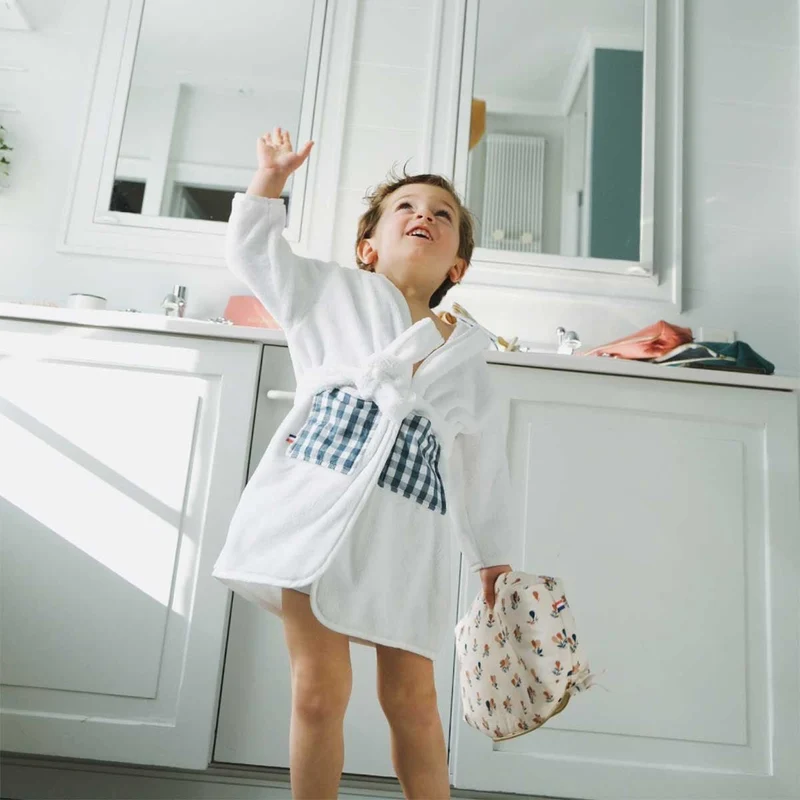 Peignoir enfant personnalisé BLANC & VICHY