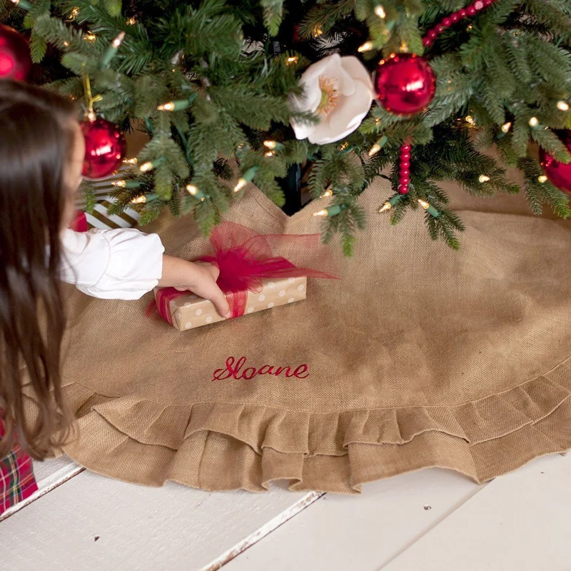 Burlap Ruffle Tree Skirt - Personalized