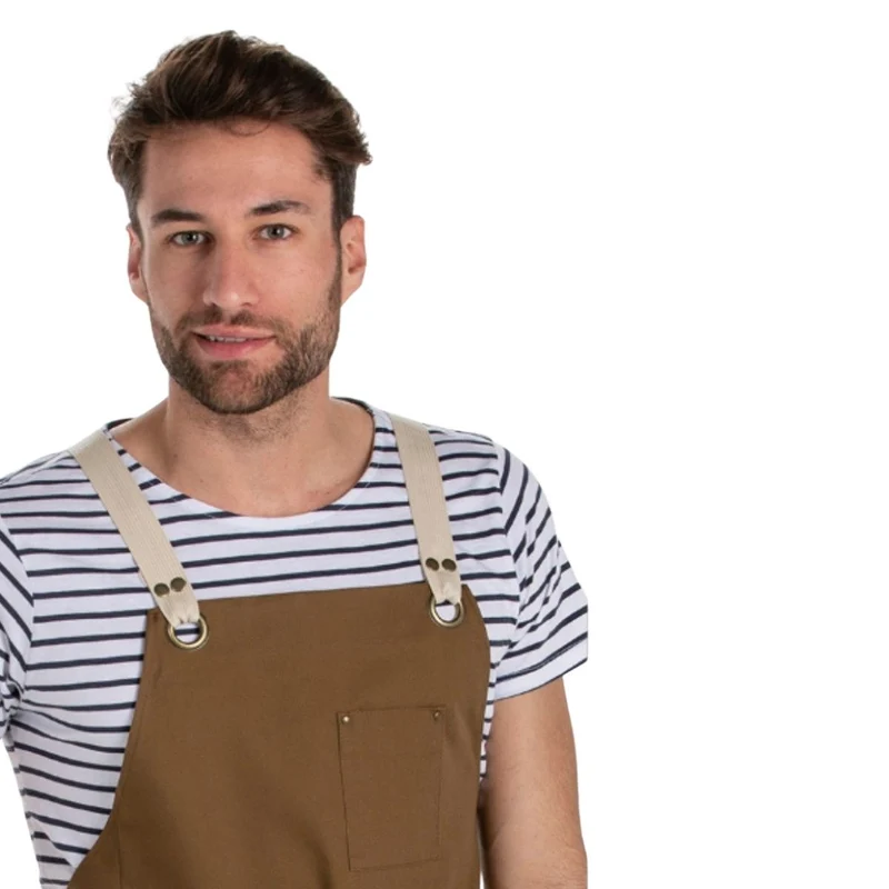Delantal Peto Unisex Bolsillos Marrón