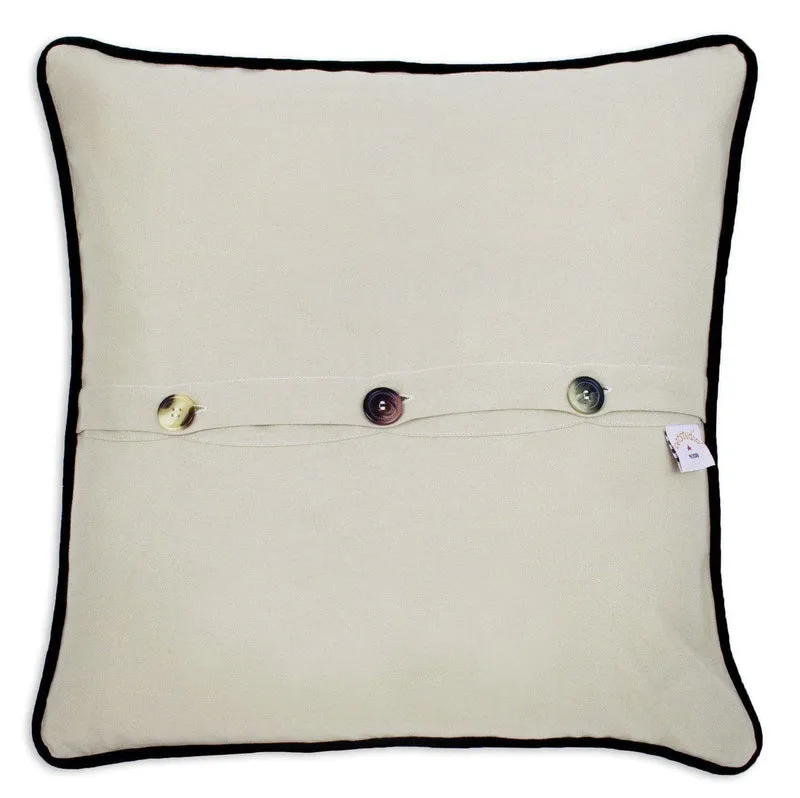 Ski Montana Embroidered CatStudio Pillow