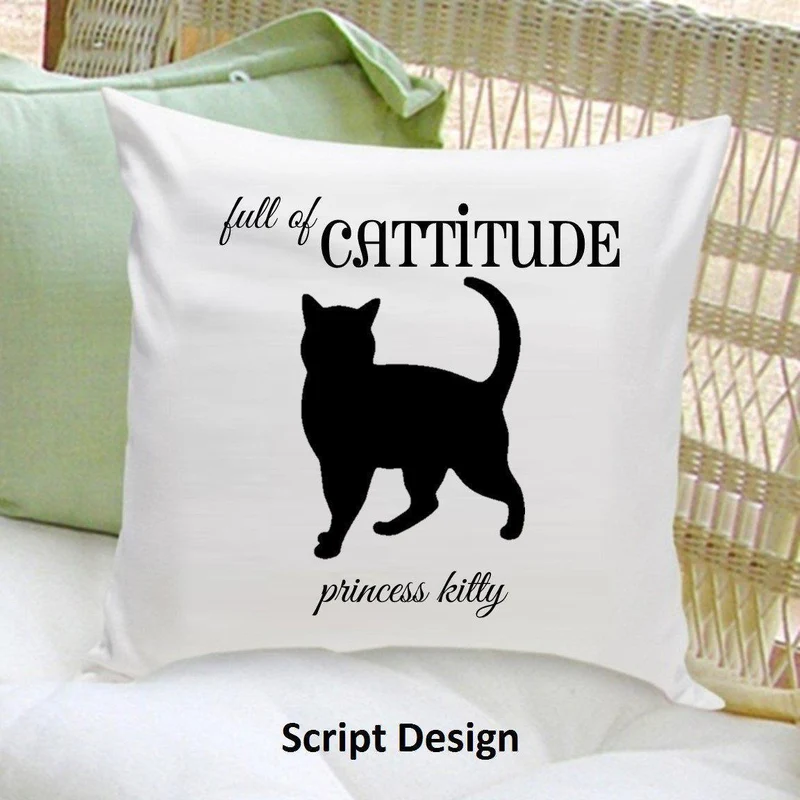 Cat Silhouette Personalized Throw Pillow
