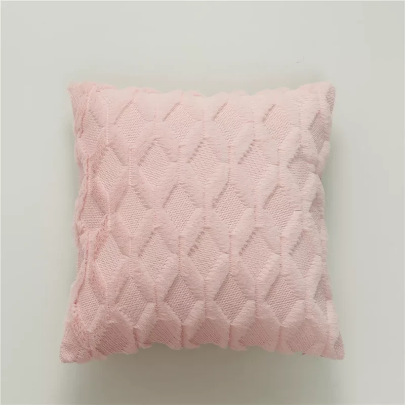 Housse de coussin 50x50 Fourrure Géométrique et Daim