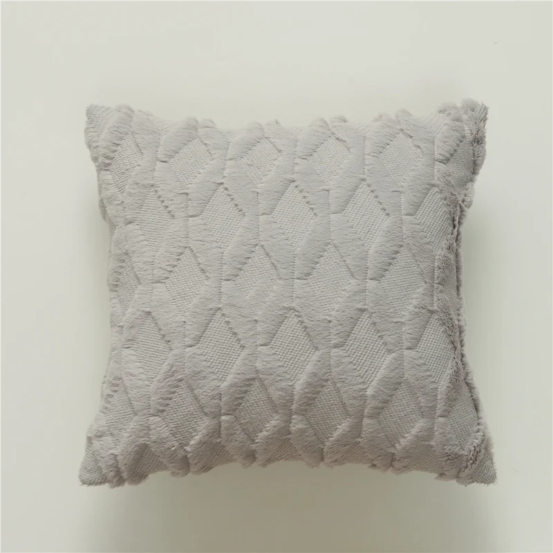 Housse de coussin 50x50 Fourrure Géométrique et Daim