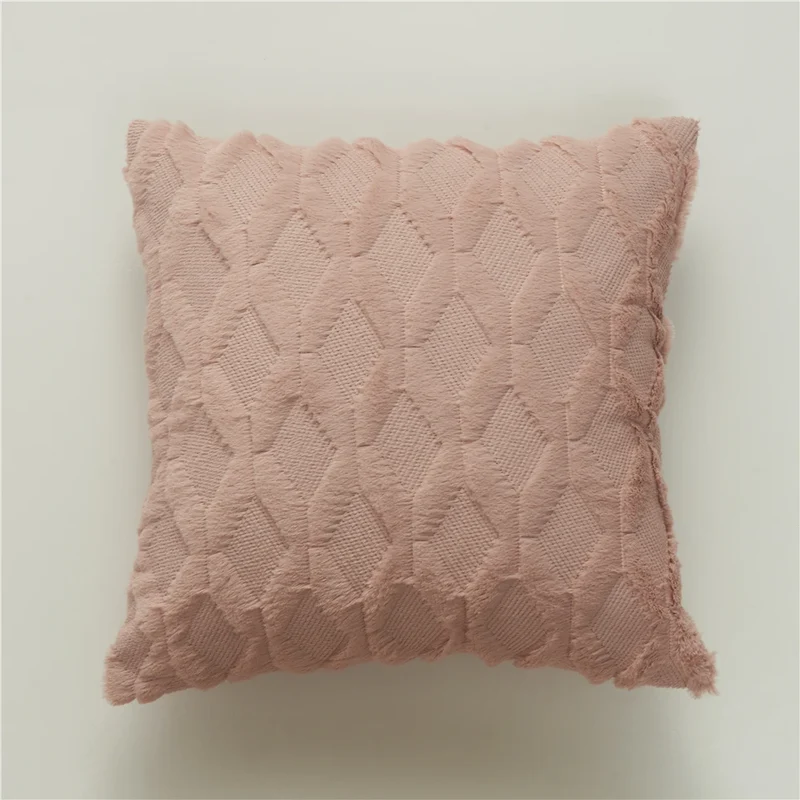 Housse de coussin 40x40 Fourrure Géométrique et Daim