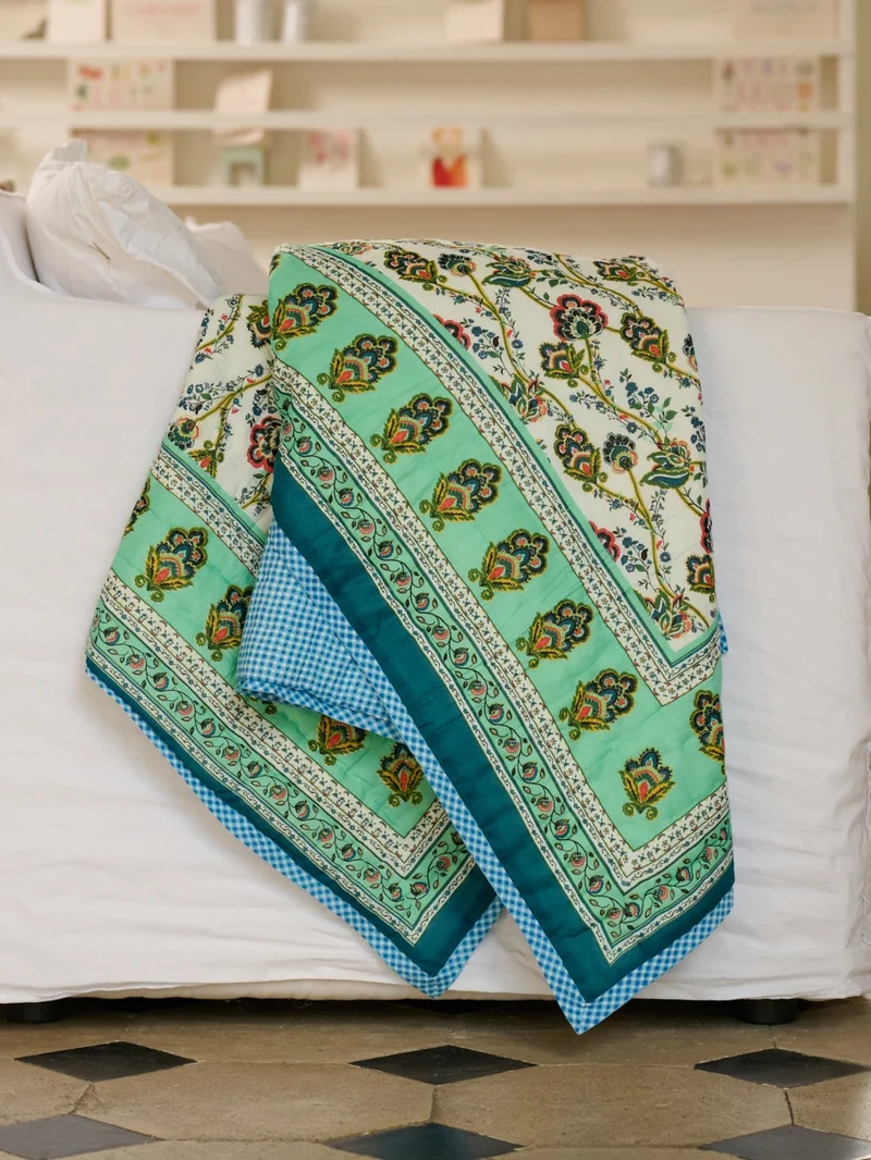 Plaid matelassé réversible sarong