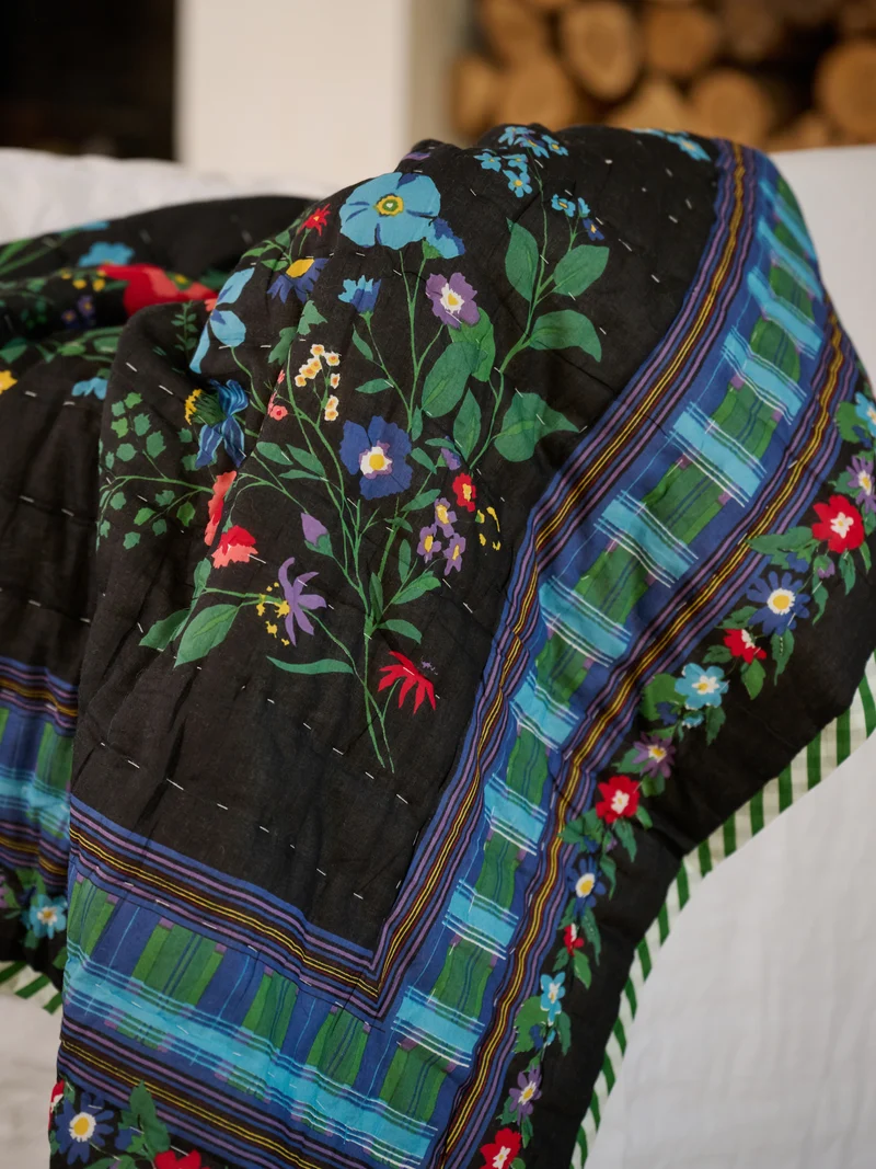 Plaid matelassé réversible sarong