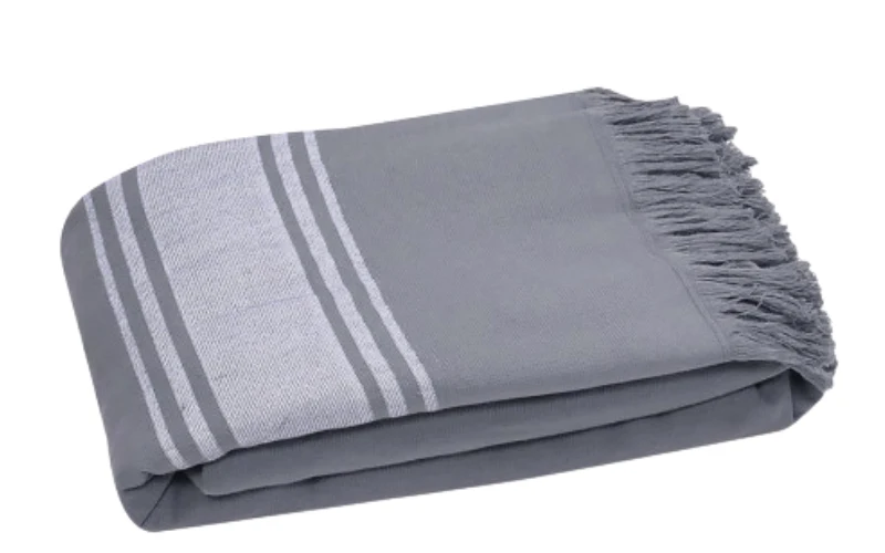 FOUTA FRANGES "MYKONOS" - Ardoise
