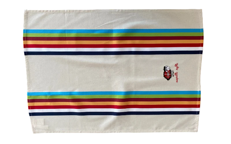 TORCHON "ALAIA" - Rayures multicolores - Broderie au choix