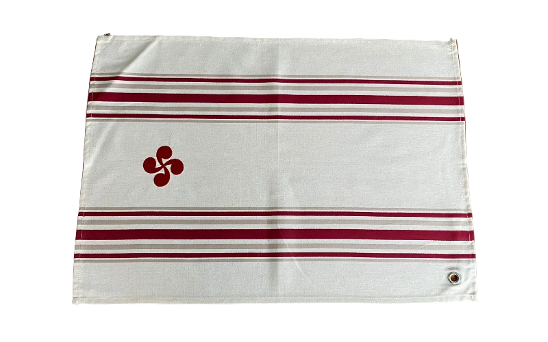 TORCHON "PAYS BASQUE" - Rayures grenat - Broderie au choix